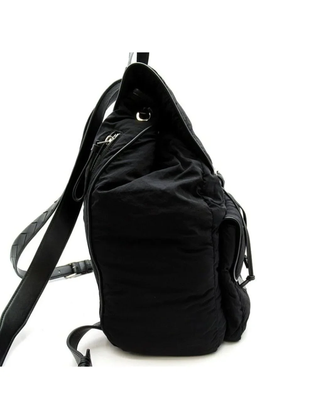 Bottega Veneta Crossroad Backpack Nylon Leather Black